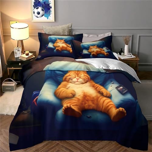 Parure de lit chat 140x200 microfibre 3D housse couette single - 6
