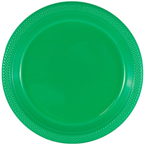 JAM PAPER Round Plastic Party Plates - Medium - 9 inch - Green - 20/Pack