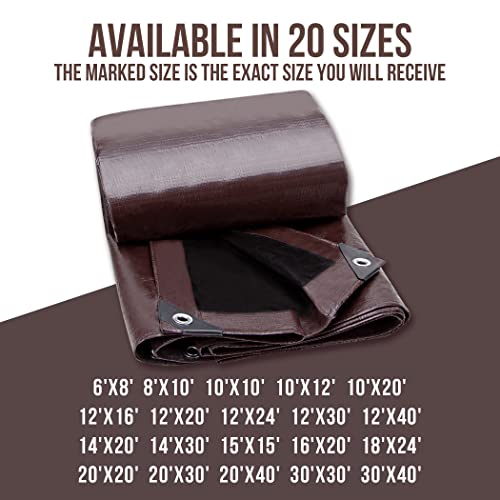 Image of CARTMAN 30x40Ft Heavy Duty Waterproof Poly Tarp Cover 12 Mil, Brown /Black
