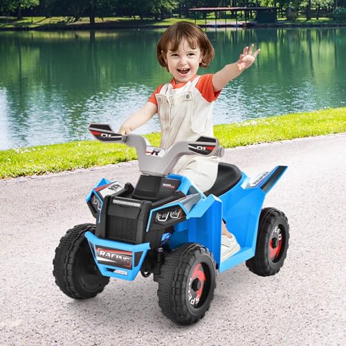 COSTWAY 6V Kinder Quad Elektro, Kinderquad mit Vorwärts-/Rückwärtsschalter, Mini ATV Elektroquad, Elektroauto für Kinder ab 3 Jahren (Blau) – Bild 3