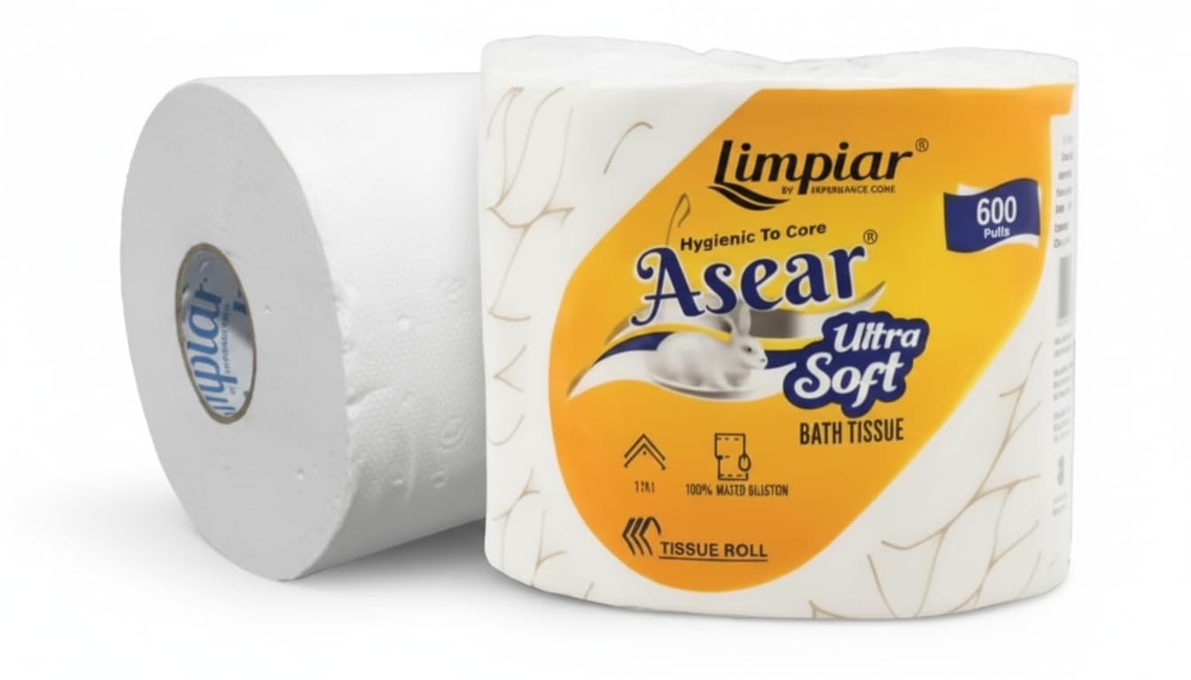 Limpiar Asear Ultra Soft Bath Tissue Roll | Hygienic to Core | 600 Pulls | Soft, Strong & Absorbent Toilet Paper | 100% Virgin Pulp | 1 Roll-image-12