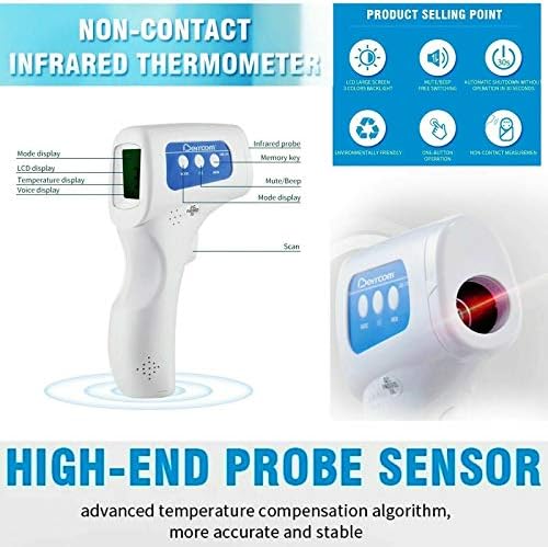 Berrcom No-Contact Infrared Forehead Thermometer Medical Grade (JXB-178) Baby Fever Check Thermometer 4 in 1 Fever Alarm Memory Recall for Kids Infant Adult with FDA and CE