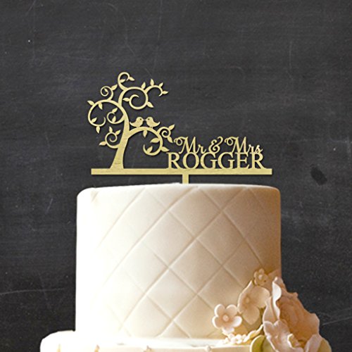 Mr And Mrs Cake Topper Wood Cherry Blossom Tree Rustic Wedding Cake Topper Cake Decoration 7"-8" Inches Wide #TOP2