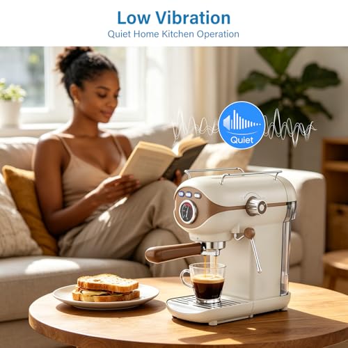 Image of XIXUBX Espresso Machine, 20Bar Compact Espresso Maker with Milk Frother, PID Temperature Control, Low Vibration Coffee Maker for Small Kitchen, Home, Brews Latte, Cappuccino