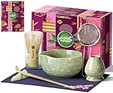 AANQQ Kit Matcha Verde: Matcha Set 7 piezas - Cuenco de matcha con pico 560 ml - Chasen bambú matcha - Cuchara matcha y Colador de matcha Kit té matcha, Ideal para principiantes y amantes del matcha