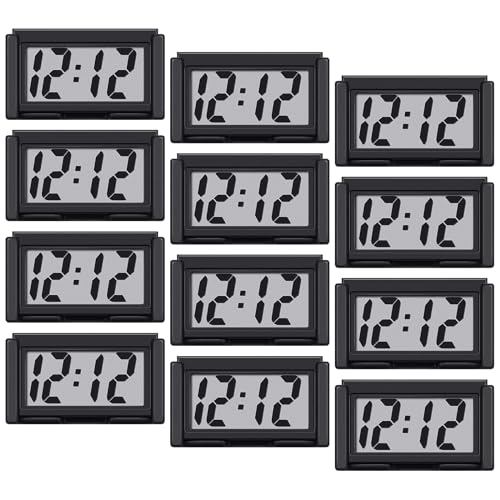 Image of Shudyear Small Digital Clock, with Jumbo LCD Time & Day Display,Mini Automotive Small Digital Clock Battery Operated for Desktop Nightstand Pocket Car Truck Dashboard & Air Vent (12, Black)