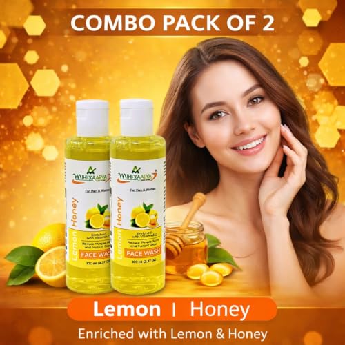 Image of Herbals Lemon & Honey Face Wash for Men & Women - Set of 2 x 100ml | Brightening, Hydrating & Refreshing Skincare