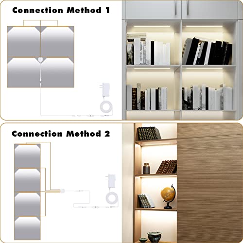 Image of JUSJUBR Natural White 4 Pack Dimmable Shelf Lighting with Memory Function, 12 inch 4000K Bookshelf Lighting, LED Lights for Display Case /Pantry /Closet /Safe