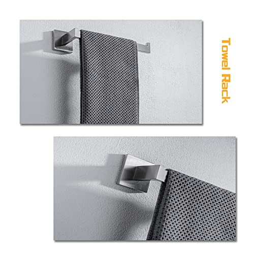 4-Piece Bathroom Hardware Set, Towel Rack Towel Bar Towel Holder Toilet Paper Holder Towel Hooks Modern Square Premium Stainless Steel Brushed Nickel Wall Mounted Bathroom Accessories Set (16inch) by Nxxcli - Used condition - Image 3