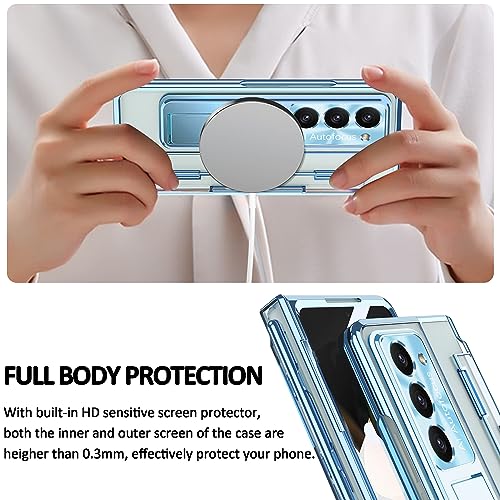 Coque Galaxy Z Fold 5 transparente avec support bleu pour le bureau - 7
