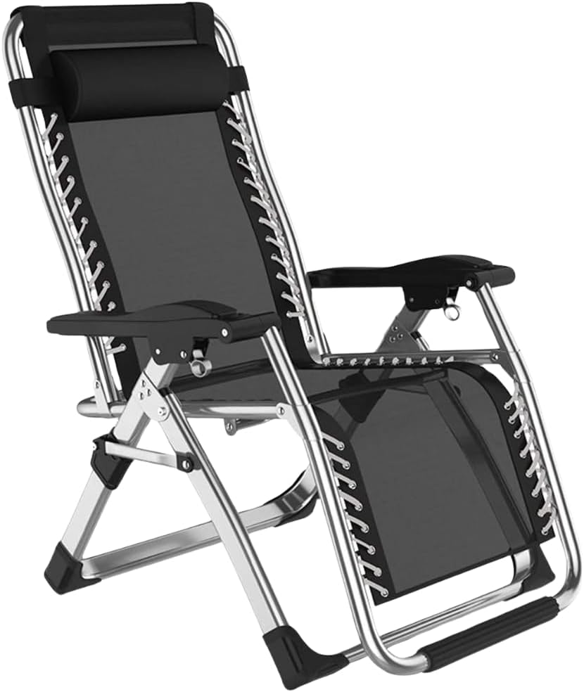 Outdoor Lounges Chair Weightless Lounger - Foldable, Adjustable Outdoor Chair Perfect for Poolside, Backyard, and Beach (Colour: Black, Size: 72 x 75 x 80 cm, Weight Capacity: 200 kg)