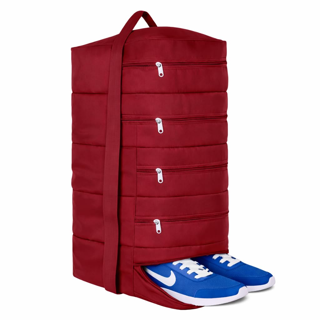 5-Pocket Shoe Organizer Bag for Travel & Storage | Foldable Polyester Shoe Cover for Men & Women | Portable & Lightweight | (Maroon).-image-13