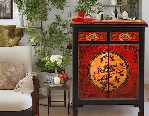 OPIUM OUTLET Cómoda aparador Consola cajonera Armario gabinete guardarropa Chino Asiatico Oriental Antiguo Vintage Shabby-Chic Colonial