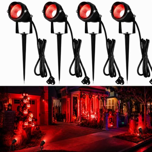 Rossesay 4 Pcs Halloween Red Spotlight Outdoor Plug in