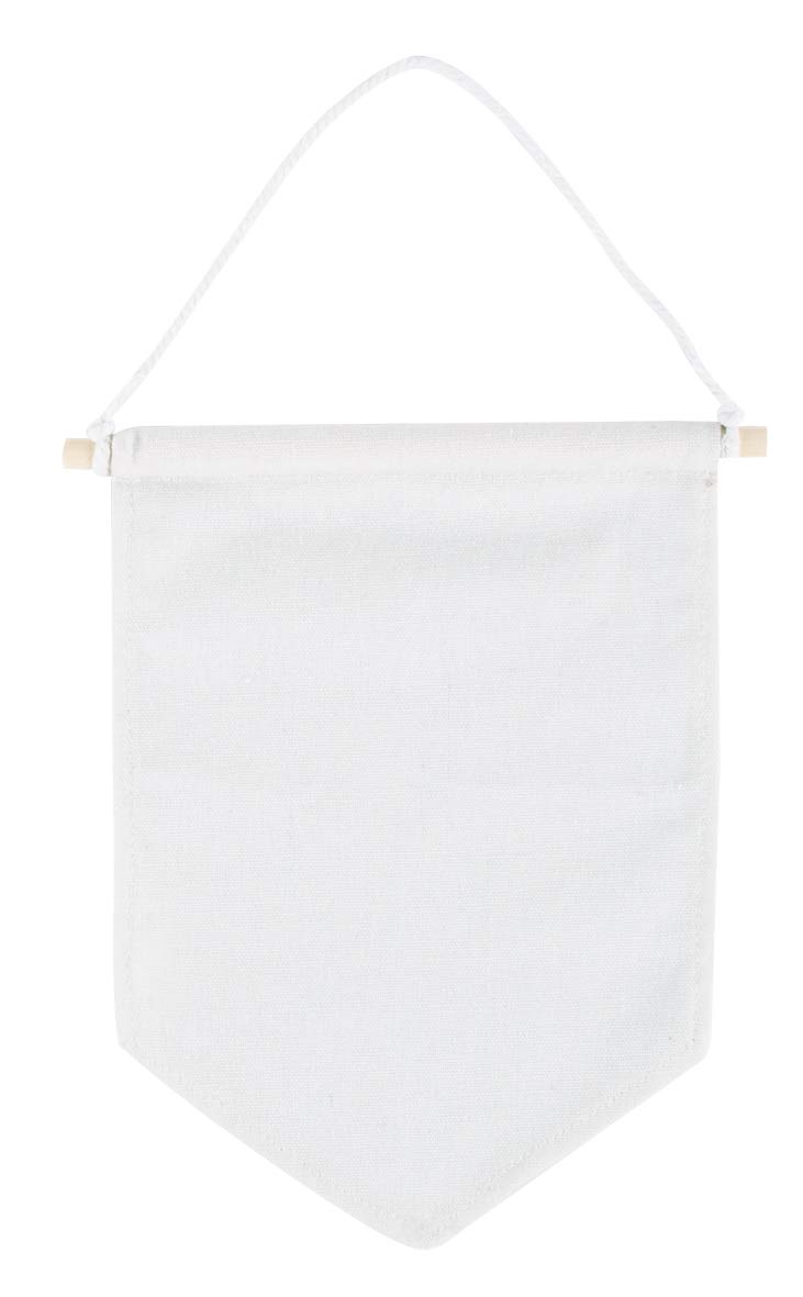 Rayher Set of 2 Fabric Pennants to Decorate, Hanging Banner for Fabric Painting, Printing and Tie Dye, 18x21cm, white canvas, 46371102