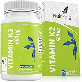 Vitamin K2 MK-7 600mcg by NutriZing - Fermented Natto Based Vegan Vitamin K - 90 Capsules - Supports Maintenance of Normal Bones - Certified Vegan by the Vegan Society