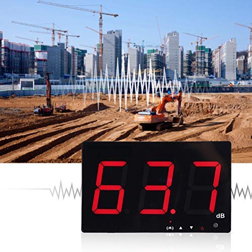GOTOTOP - Sonómetro digital montado en la pared de 30 ~ 130 dB con almacenamiento de datos y umbrales de alarma fijados para medir el ruido