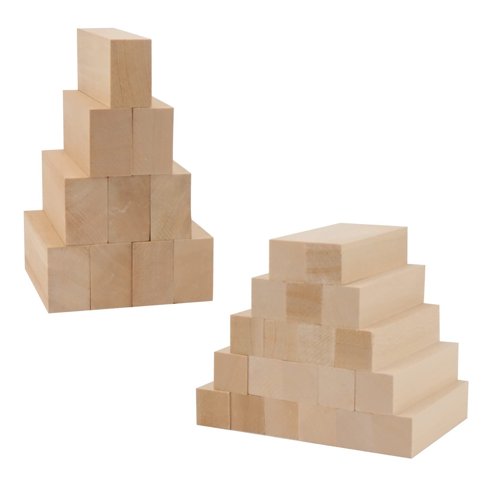 Zeonhak Natural 30 Pcs 2 Size Basswood Carving Blocks Set, Unfinished Wood Blocks, Wooden Block For Crafting Whittling Diy, 20Pcs 10X2.5x2.5cm,10Pcs 10X4x2.5cm