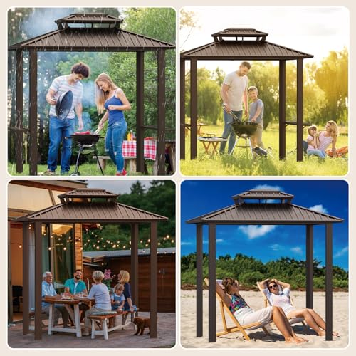 Image of Hoteel 6x8ft Hardtop Grill Gazebo, Brown(2026 Version)