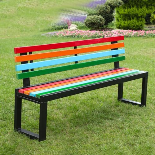 Banco de jardín negro de 120 cm con respaldo para terraza y patio trasero 2