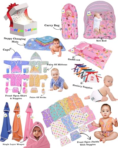 Image of Toddylon New Born Baby Clothes & Bedding Combo Gift Pack (Multicolor, 0-6 Months)