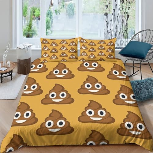 Housse de couette emoji caca en microfibre ultra douce avec zip résistant