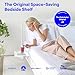 BedShelfie Bedside Shelf for Dorm Room Bunk Bed & Top Bunk, College Dorm Room Essentials, Bedside Caddy, Clip on Floating Desk Tray, Bed Side Table Storage, Loft Nightstand Decor - Cable Catch, White