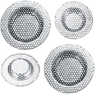 4PCS Sink Plug Cover Shower Hair Catchers, Hair Stopper Stainless Steel Drain Protector Sink Filter Sink Strainer for Bathtub Kitchen Bathroom(2 Sizes)