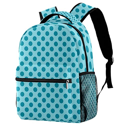 Sac à dos bleu à pois pour voyage et campus avec porte-bouteille
