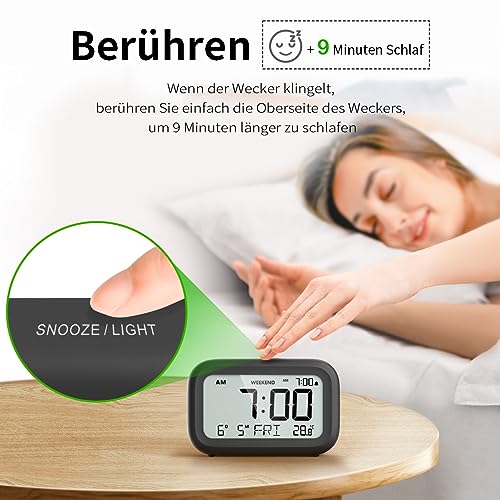 Digital Wecker Nachttisch batteriebetrieben Volumen einstellbar & Wochenend – Ansicht 4