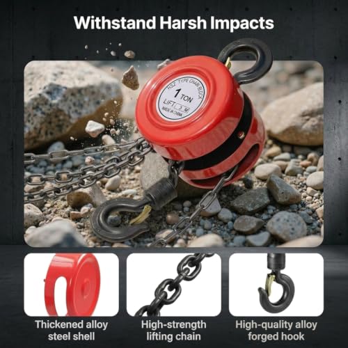 Image of Serplex Hand Chain Hoist with Chain 10 ft Lift for Garage Warehouse