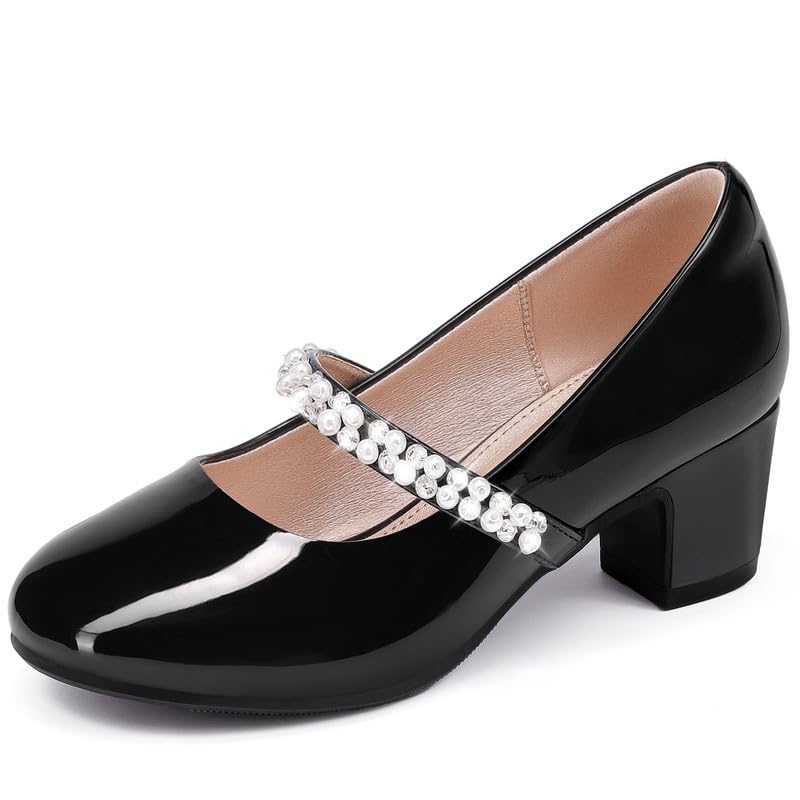 LAURMOSA Mary Jane Pumps Schwarz Stöckelschuhe Kinder Prinzessin...