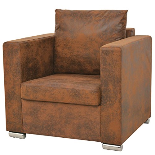 Sufrk Sillón de Piel de Ante Artificial marrón Sillon Bebe Butacas PequeñAs Sillon Cama