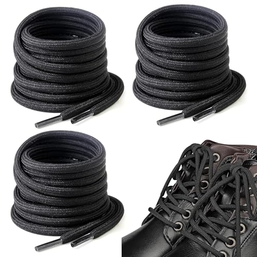 Lacci Rotondi per Scarponi [3 Paia], Stringhe Scarpe Resistenti per Stivali da Passeggio, Lacci ø4 mm per Scarpe da Lavoro, per Sneakers, Scarpe da Ginnastica e Scarpe Sportive, 130cm