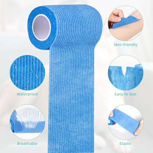 Carehabi 10 Rollen Selbstklebender Verband, 7.5cm x 4.5m Haustier Bandages, Selbsthaftende Elastische Haftbandage für Handgelenk, Knöchel, Finger, Knie