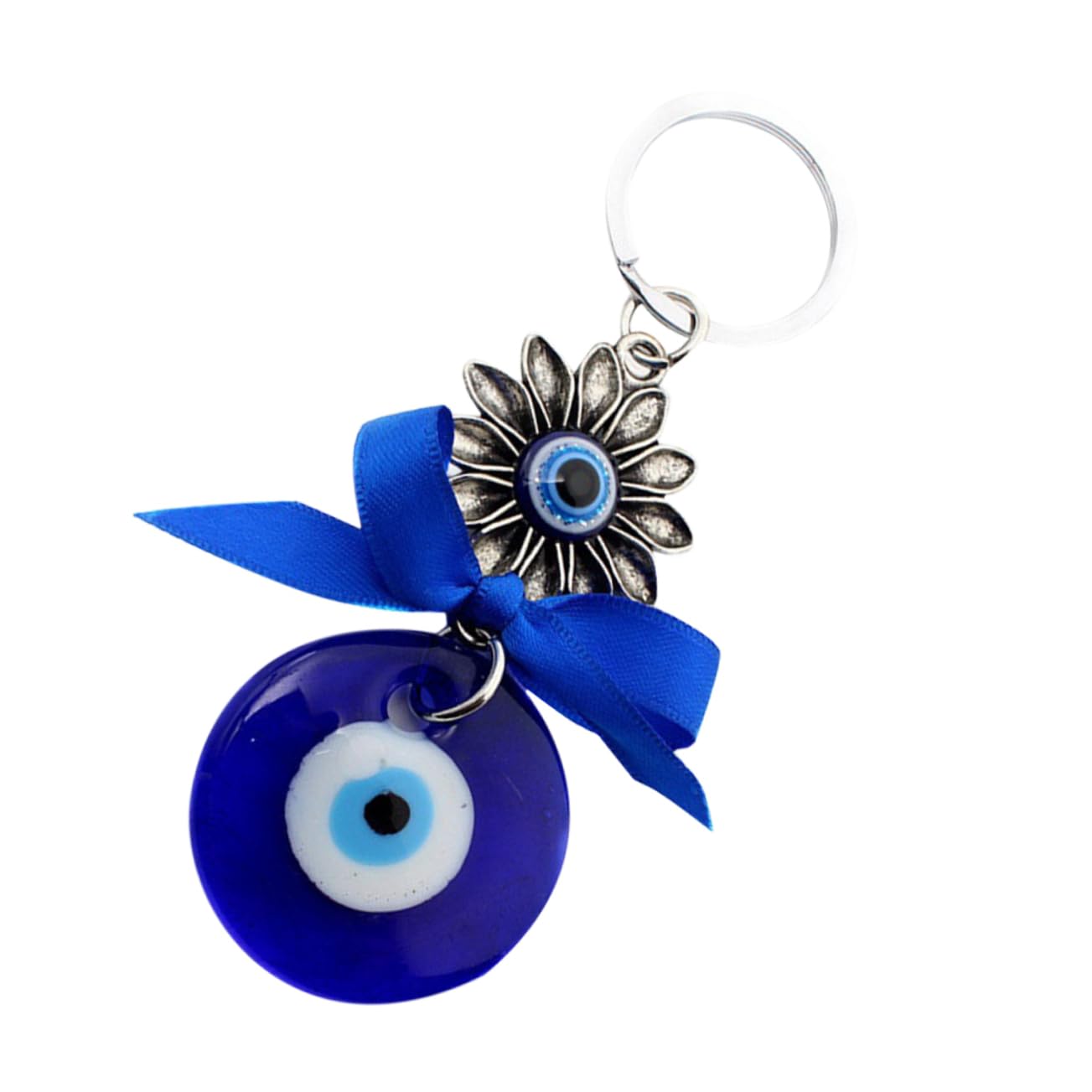 TENDYCOCO 4CM Turkish Glass Evil Eye Keychain Ring Pendant for Bag Decor Blue Unique Charm Holder