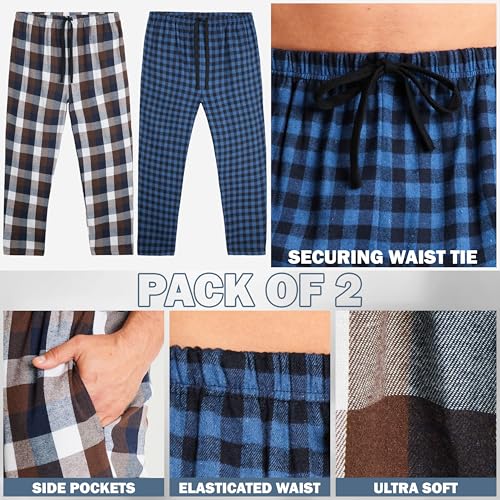 Image of Get Trend 2-Pack Pajama Pants for Men, Teens, M-3XL Lounge Bottoms for Sleepwear, Soft PJ Pants with Pockets, Gifts for Men