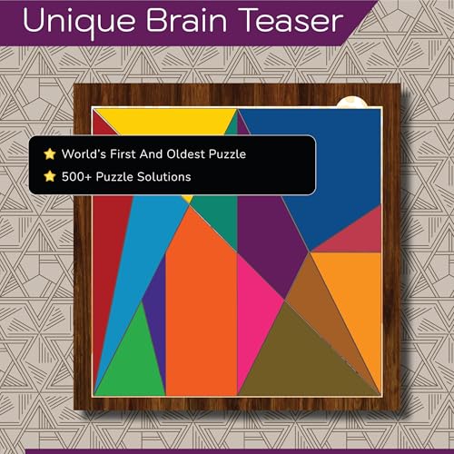 Image of Wooden Puzzle Game for Kids | Brain Booster IQ & Fidget Challenge | Archimedes Square with 500+ Solutions | STEM Educational Travel & Birthday Gift Toy for Boys & Girls
