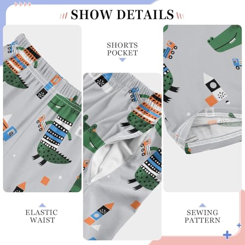 Gator and Car Boys Long Pants Soft Trousers Elastic Waist Kids Lounge Bottoms with Pockets S-XL4