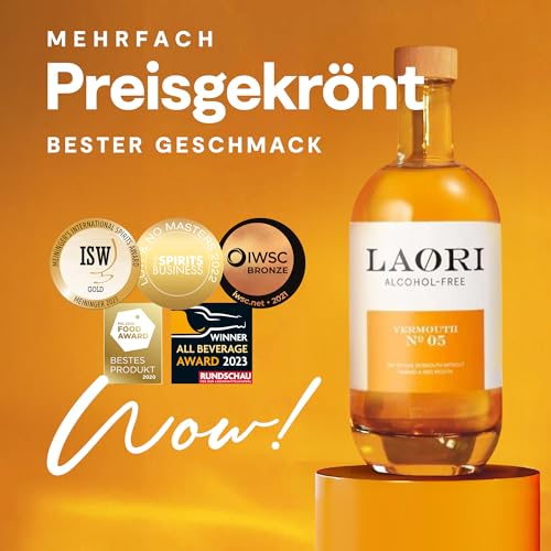 Laori No 05 Vermouth 500ml | Alkoholfreier Weinaperitif mit Wermut & Enzian Kräutern | Perfekt für Cocktails & Longdrinks | 100% Weinbasis, ohne künstliche Aromen & Farbstoffe| Vegan & Zuckerfrei