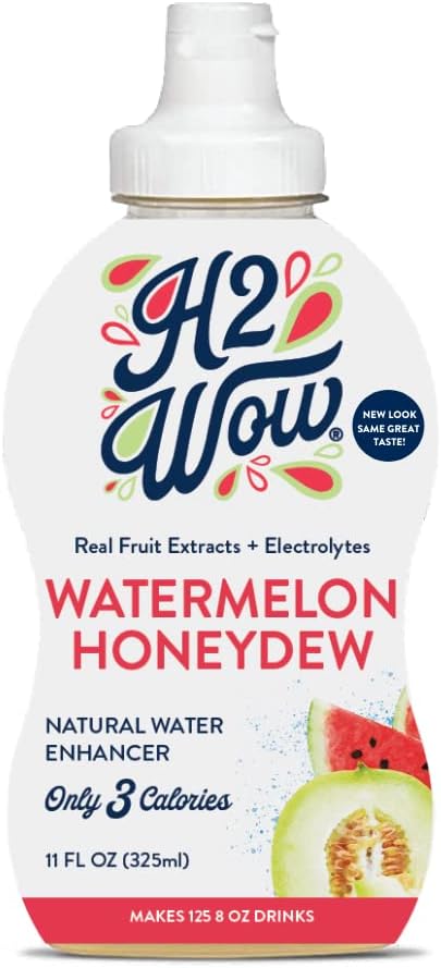H2wOw Water Enhancer Drops – ORGANIC & Natural Extracts of Real Fruit - a Hint of Organic Stevia - Makes Delicious Watermelon Honeydew Flavored Water 11 oz/125 Servings
