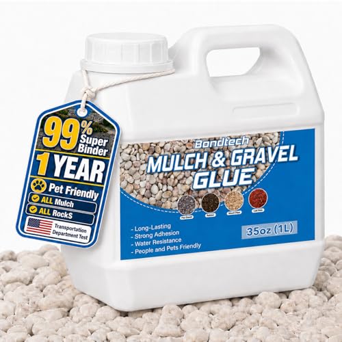 Bondtech Mulch Glue for Landscaping Concentrated Rock Glue Pea Gravel Adhesive Pebble Rubber Mulch Paths & Patios Pine Straw for Outdoor (35oz)