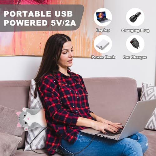 Image of Cat Heating Pad for Period Cramps Menstrual Pain Relief, Portable Electric Heat Pads USB Powered, Cute Stuff Cats Stuffed Animals Funny Gifts for Women Teen Girls Cat Lovers Birthday Easter Christmas