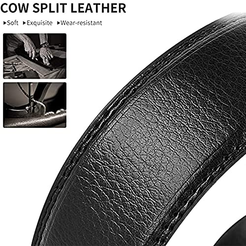 Men's Black Leather Ratchet Belt - Sliding Buckle With Rhinestone Animal Design, Adjustable Trim Fit2