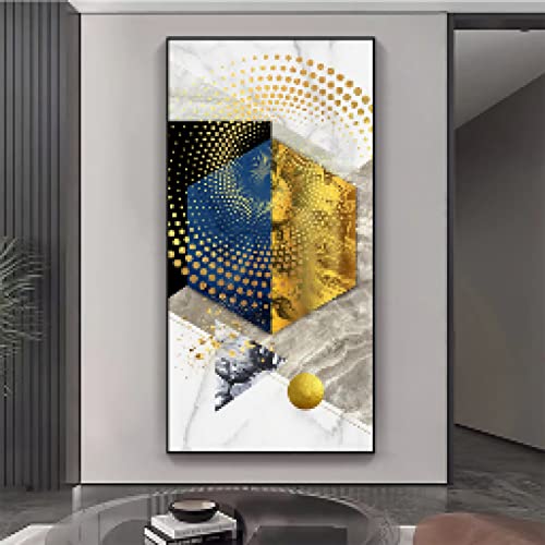 Mur photo maison sans vie réussi grâce à cette toile peinte doré abstrait 50x100