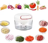 Mini Processador Triturador Manual de Alimentos com 2 Lâminas Inox Picador e Cortador para Carne e Vegetais