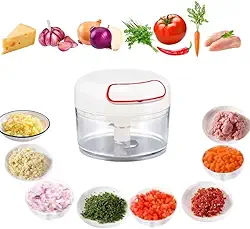 Mini Processador Triturador Manual de Alimentos com 2 Lâminas Inox Picador e Cortador para Carne e Vegetais
