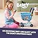 Bluey Shopping Trolley, Sturdy Toy Shopping Basket with Free-Rolling Wheels, Rotating Handle, and 8 Cardboard Accessories, Push Cart for Kids Ages 3+