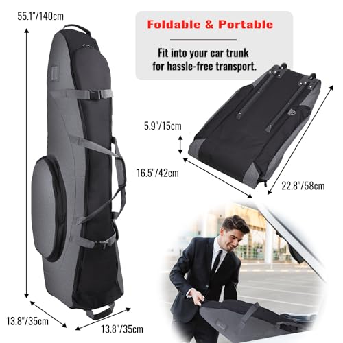 image for TurboSke Golf Travel Bag with Reinforced Wheels, Heavy Duty Oxford Wea