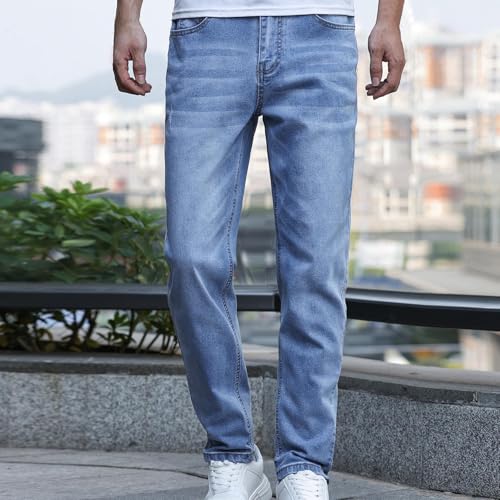 Mens Jeans Straight Fit Stretch Pants Washed Vintage Denim Pants Mens Casual Work Trousers Distressed with Pocket4